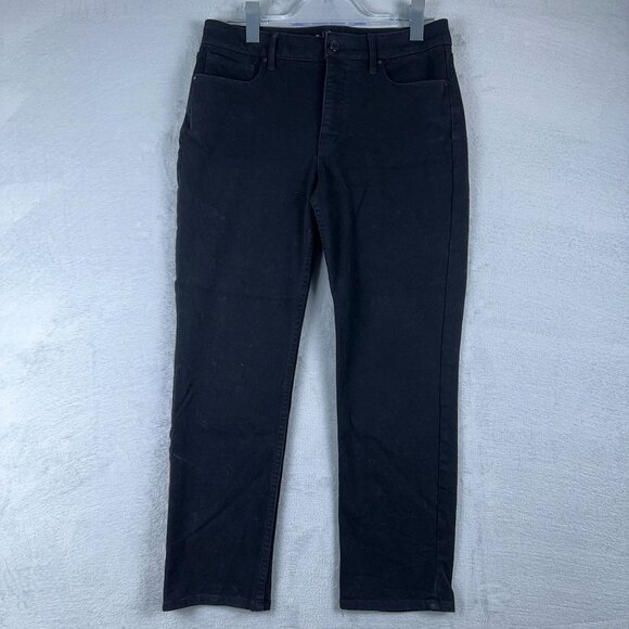 White House Black Market Jeans Women's The Straight Crop Black Size 8 Stretch - Picture 1 of 10